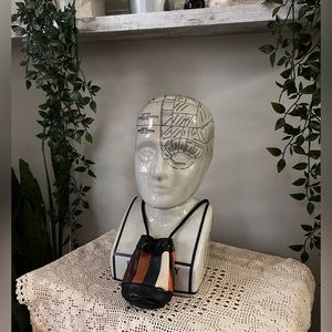 Vintage Multi Colour Leather Pouch Necklace